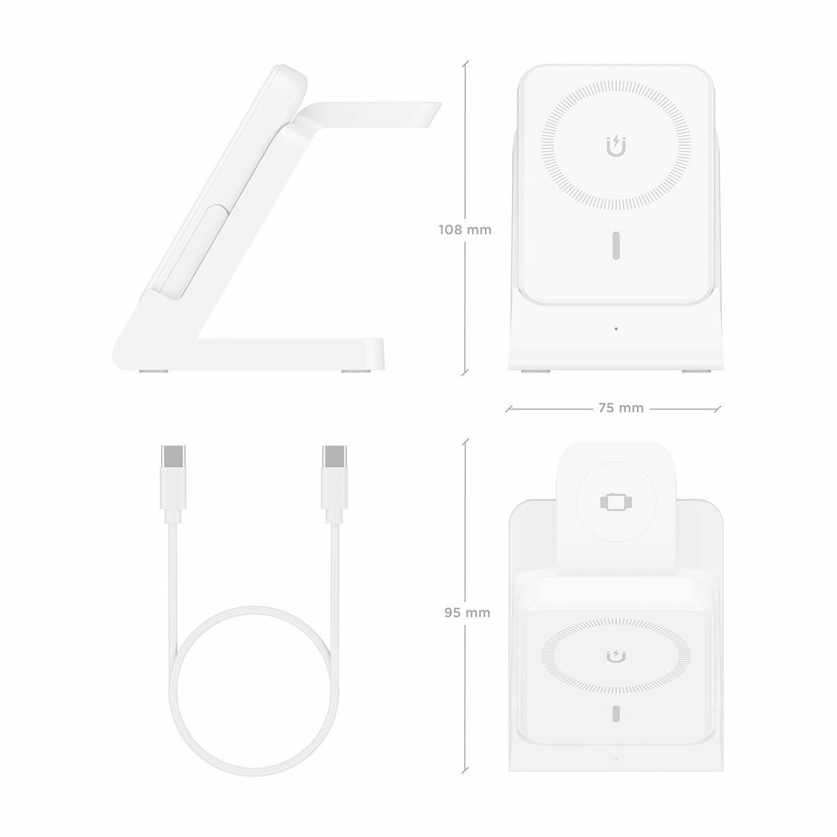Kabelloses Ladegerät Aisens 4IN1 15WACCS Weiß