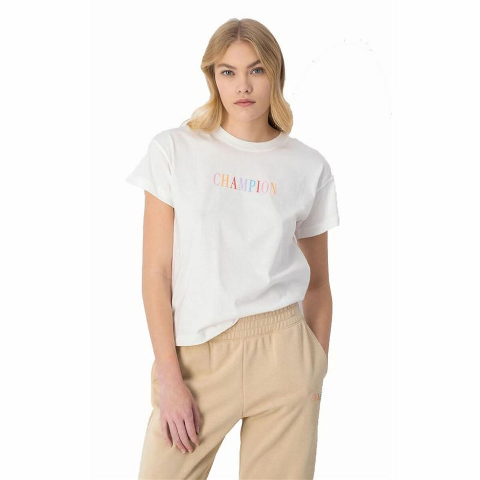 Damen Kurzarm-T-Shirt Champion Crewneck Croptop Weiß