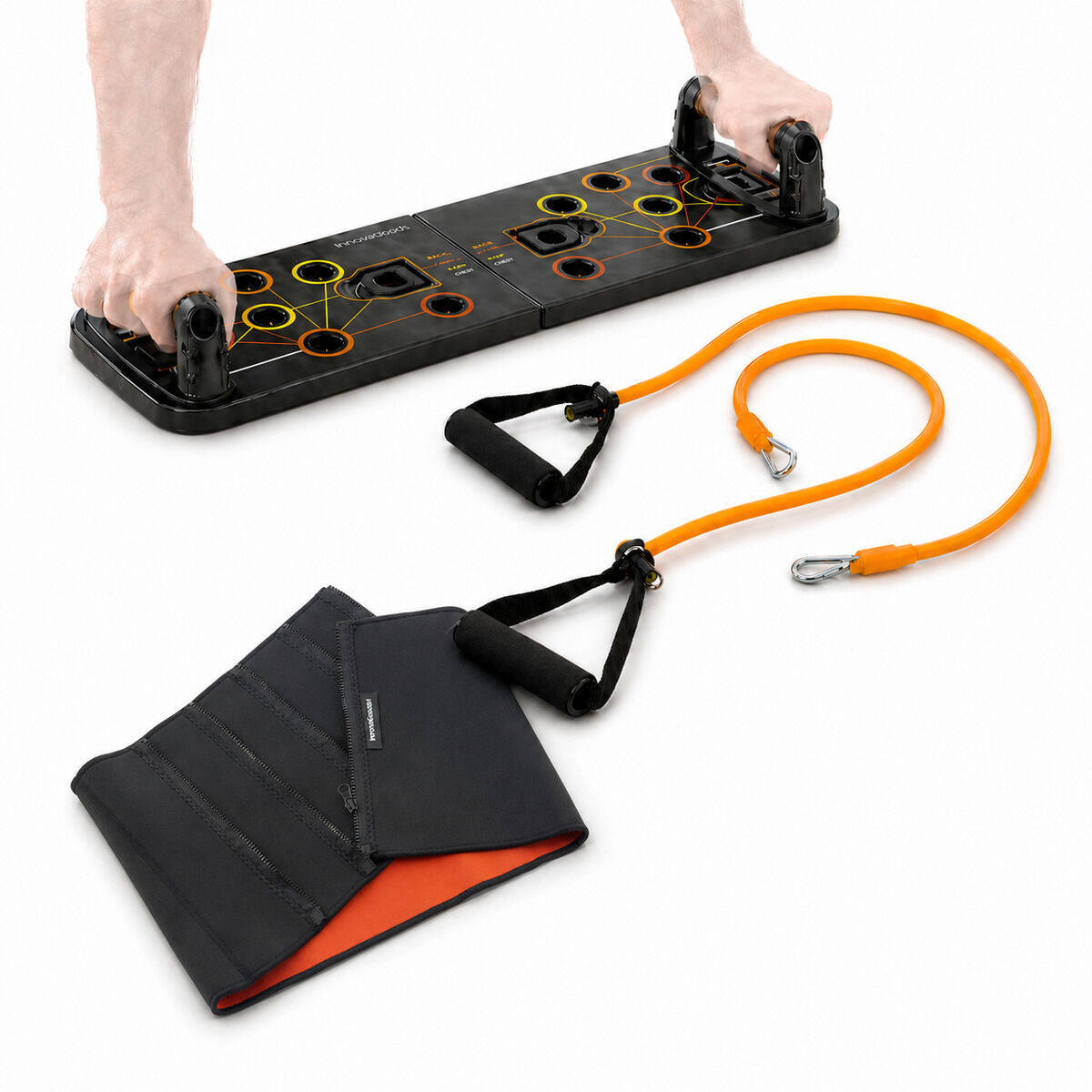 Set Liegestützbrett Push-Up mit Widerstandsbändern, Sauna-Sportgürtel und Übu