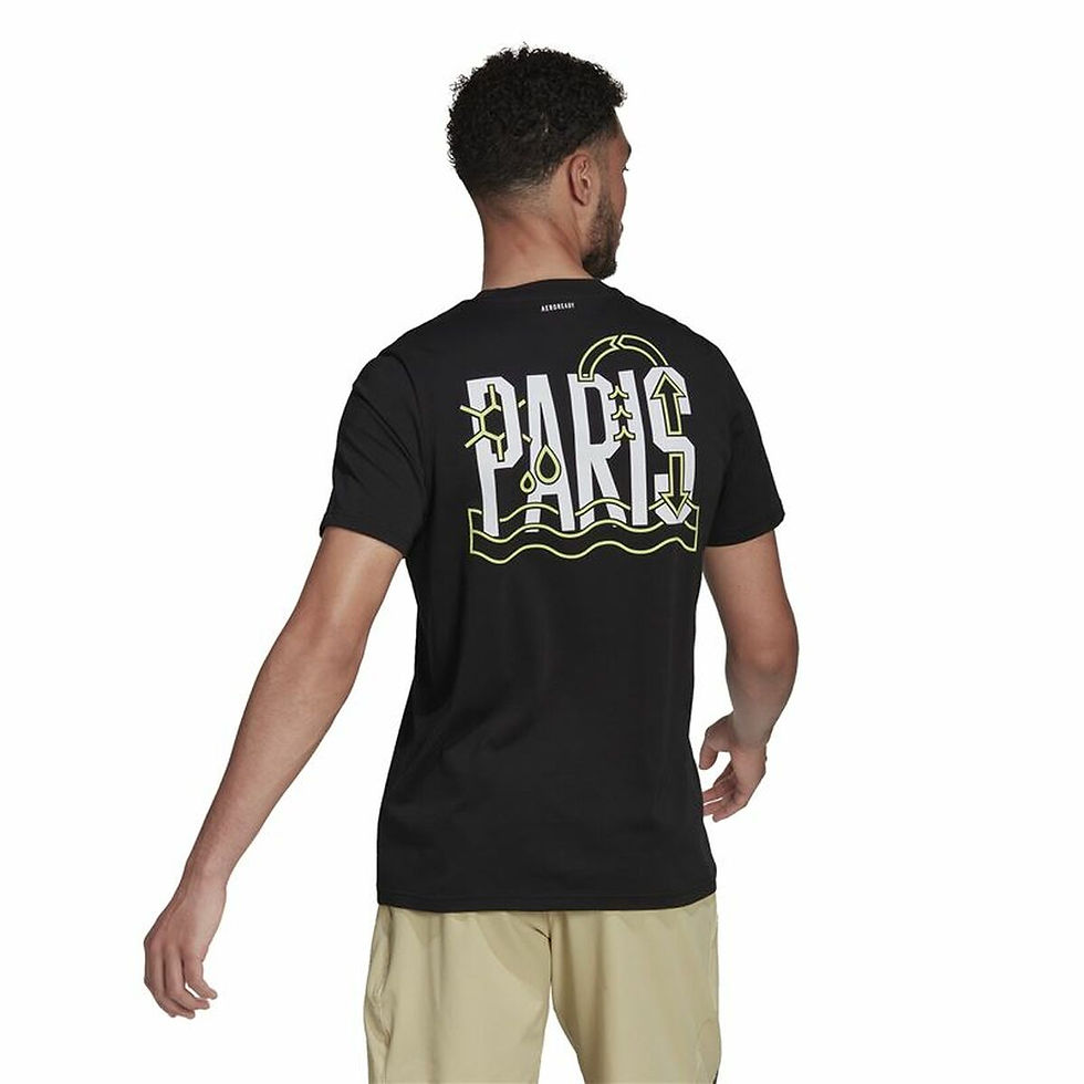 Miniaturbild: Herren Kurzarm-T-Shirt Adidas Aeroready Paris Graphic Tennis Schwarz