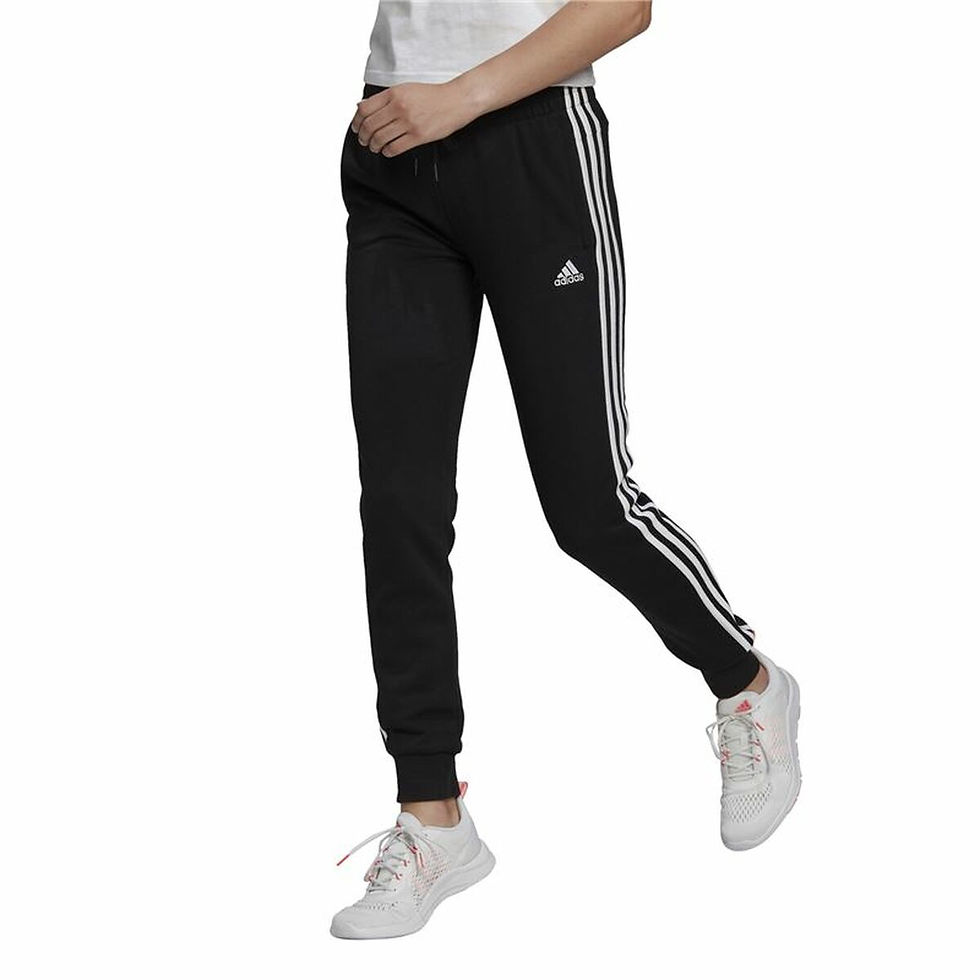 Miniaturbild: Lange Sporthose Adidas Essentials French Terry 3 Stripes Damen Schwarz
