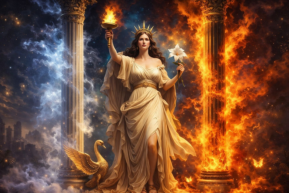 Deusa Hekate com a tocha na mão.
