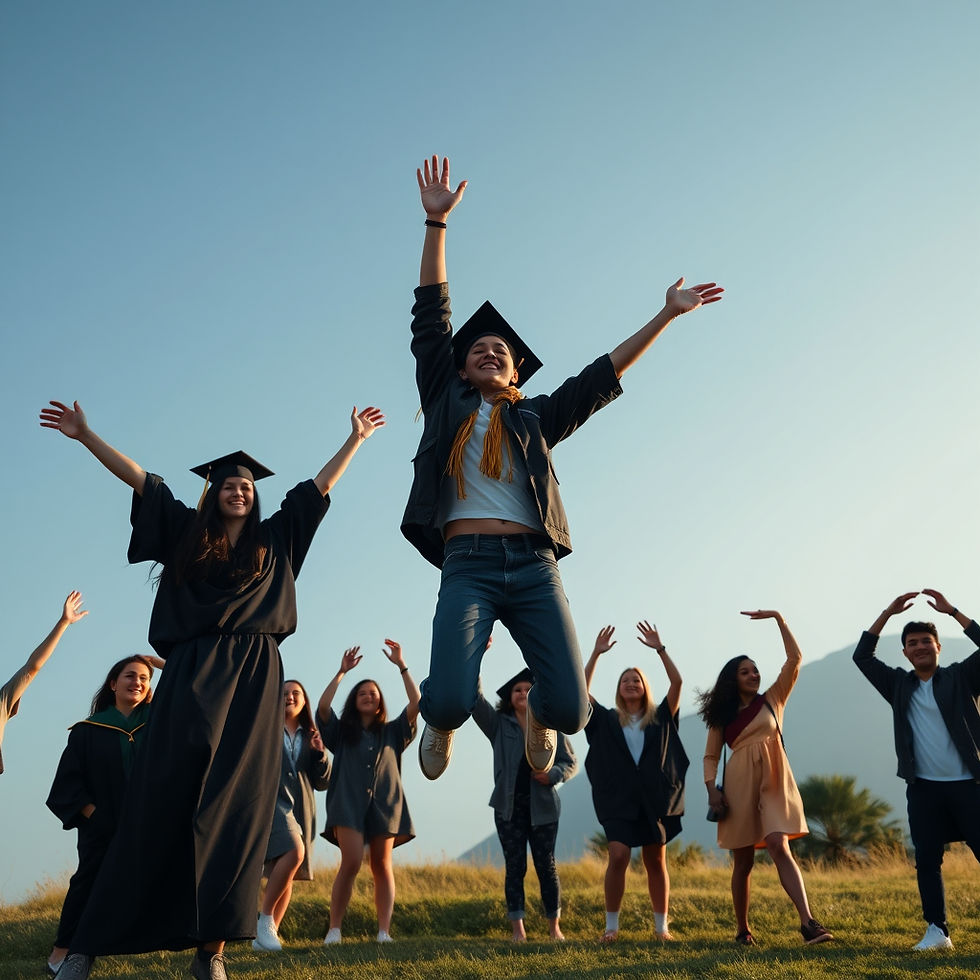 univerisity student in group, graguated, asian, jumping high, with toga.jpg