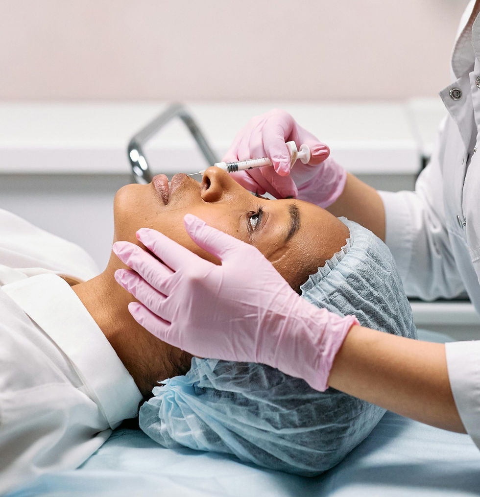 Facial injectables on a patient in clinic
