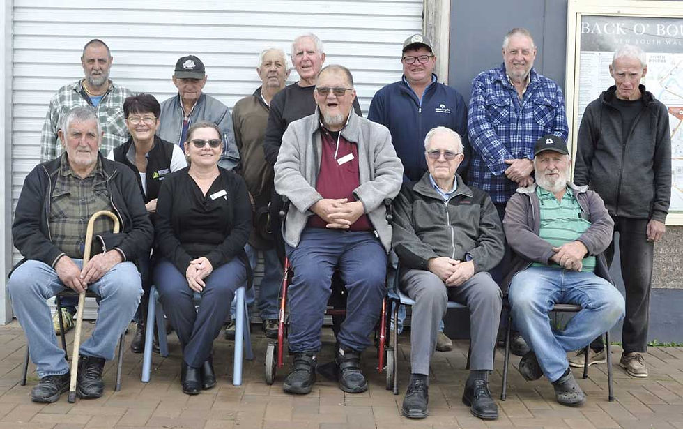 Bourke Men’s Shed last Thursday meeting with Beth Gow and Mick O’Bryan from the Australian Men’s Shed Association (AMSA) – back l-r: Colin Rose, Beth Gow (AMSA), Ron Wood, Barry Wood, Bob Stutsel, Lachlan Ford, Stephen Walsh, and Mark Scott. Seated at front: Dave Neylon, Leonie Brown, Mick O’Bryan (AMSA), Cecil Dorrington and Robert Whitfield. Photo: Ian Cole