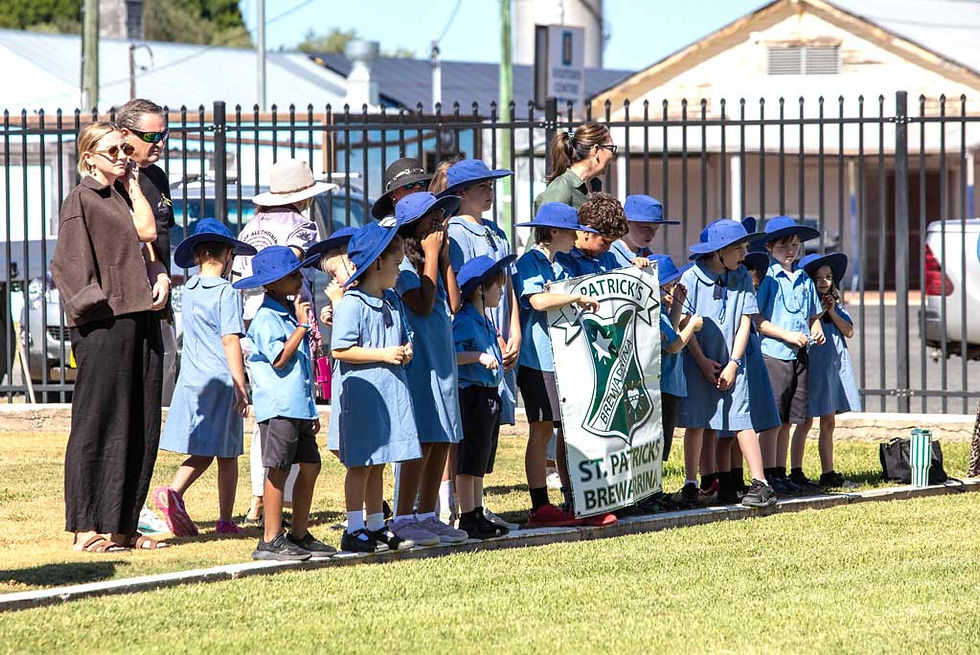 St Patrick’s Primary School were well represented at the Brewarrina Anzac Day Service. Photo: Clement Bausiere, Brewarrina Shire Council