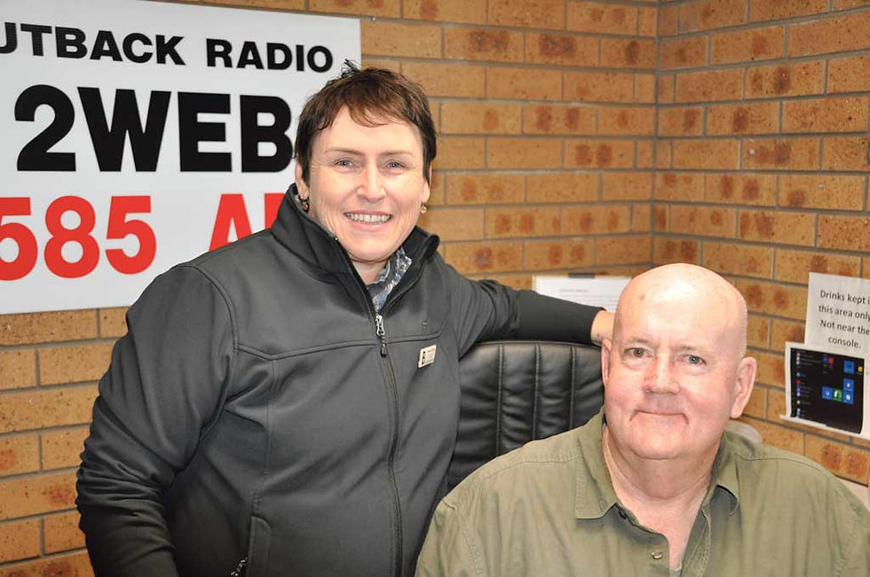 Mel Milgate in the 2WEB Studio with Rod Corfe. Photo: Ian Cole
