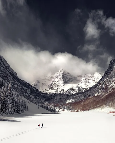 Clearing Storm Over Maroon Bells And Lake