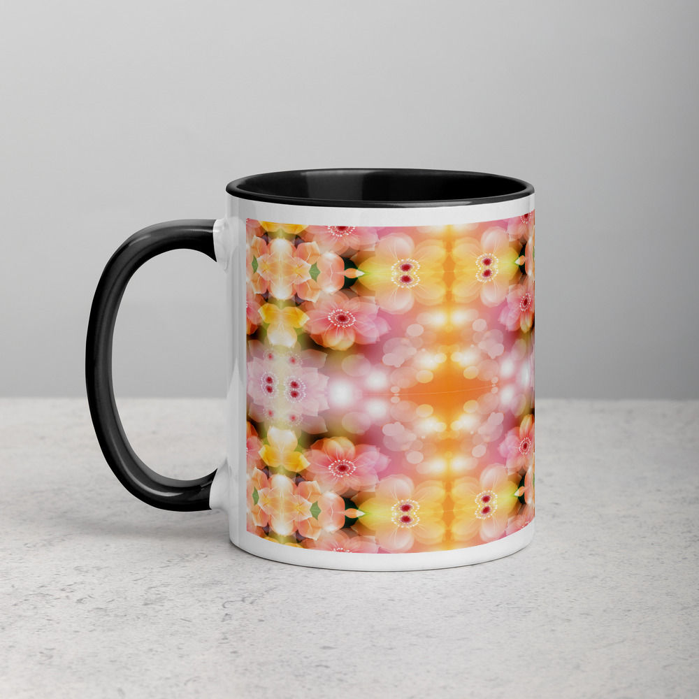 Goldenrod Floral Explosion Mug with Color Inside