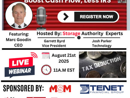 Webinar: Self Storage Tax Breaks Revealed: Boost Cash Flow, Less IRS