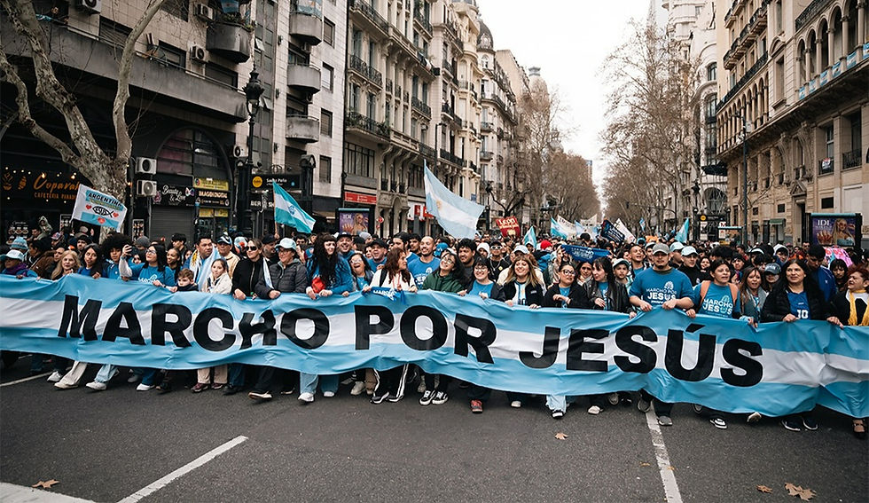 Marcha para Jesus da Argentina recebe caravana do Brasil