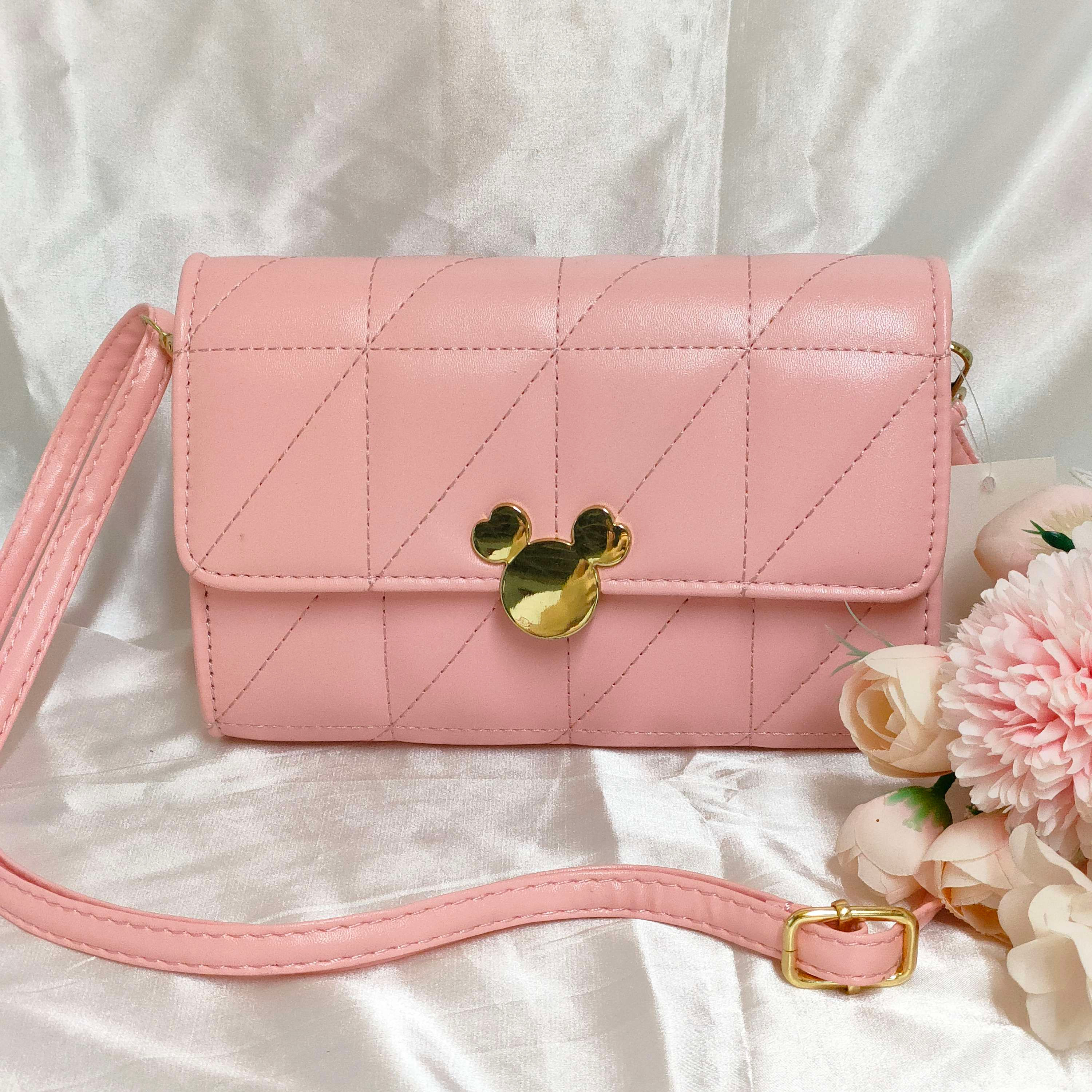MK2301 Ladies Korean Style Dinner Pink Sling Bag 