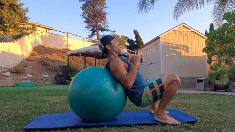 incline squat with exercise ball