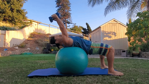 skull crushers on exercise ball