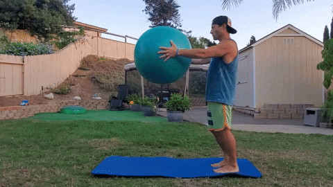 lunges with exercise ball