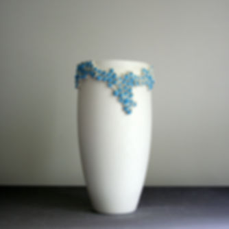 Porcelain textured vase blue