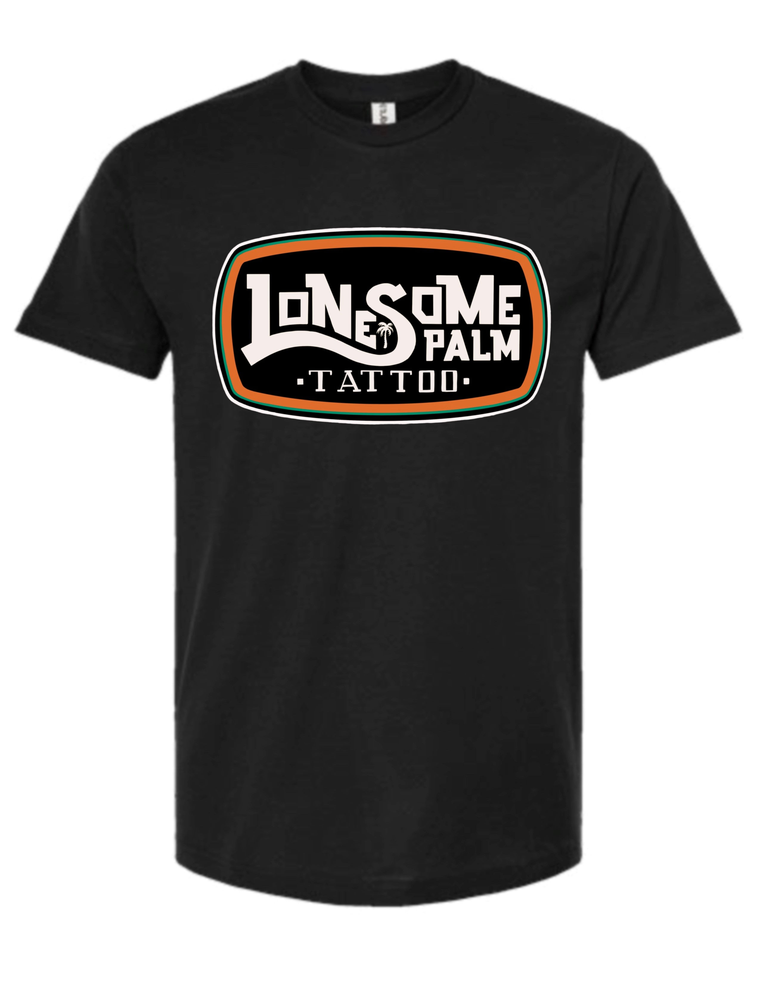 Lonesome Palm Tattoo Shirt - Rectangle Logo - Black