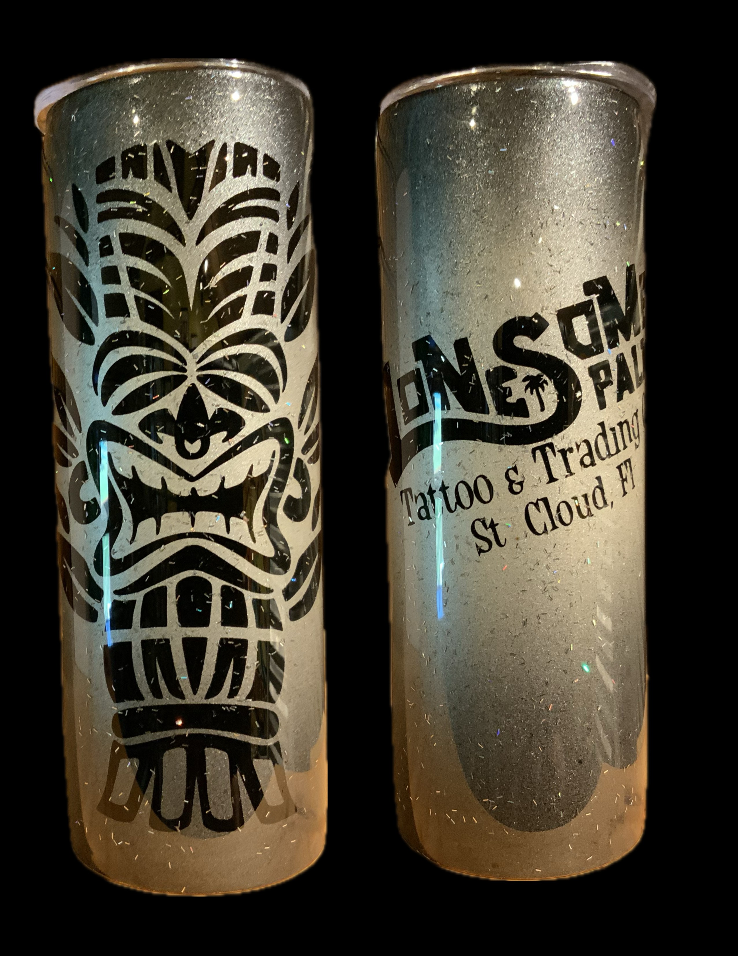 Tiki Tumbler - Black and Silver