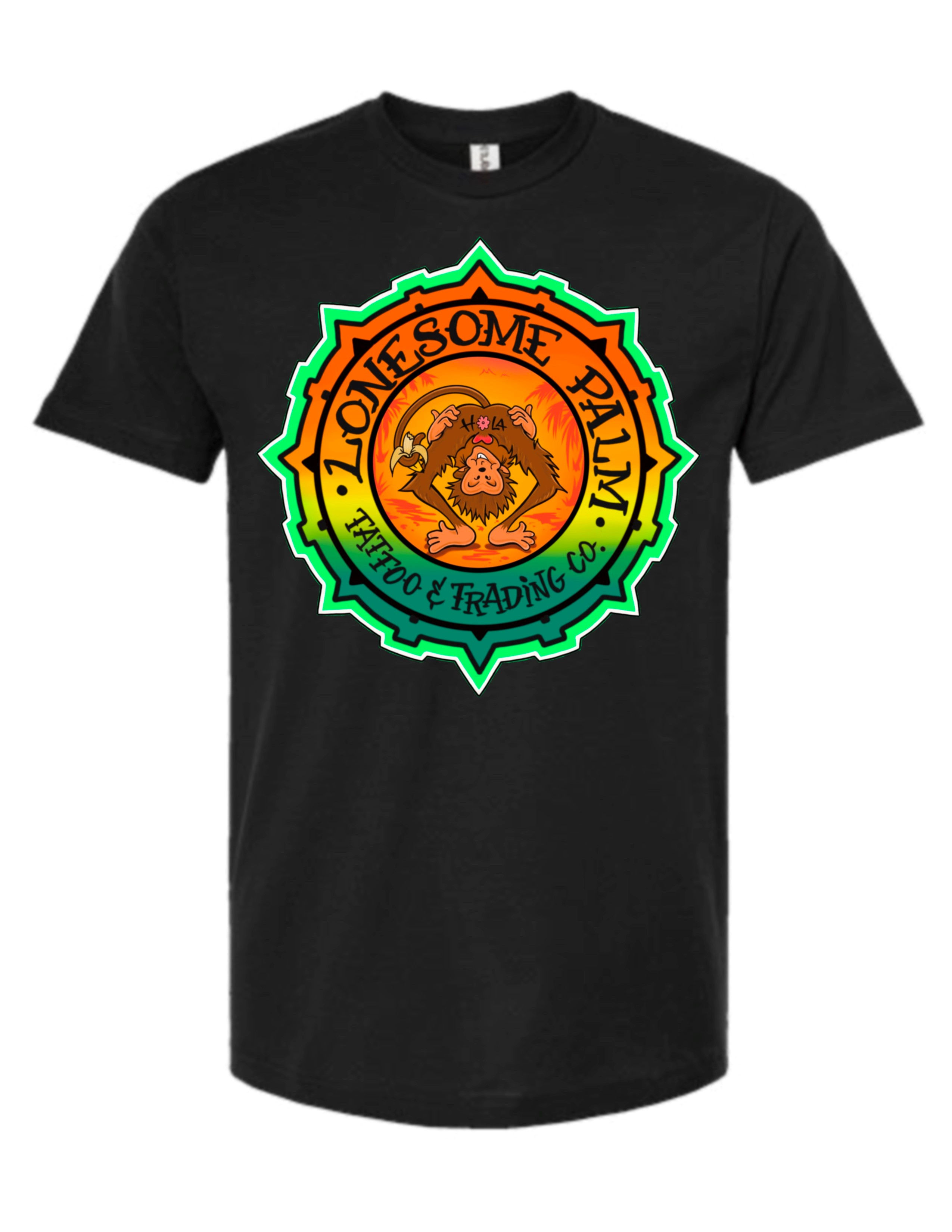Lonesome Palm Monkey Compass Logo - Black