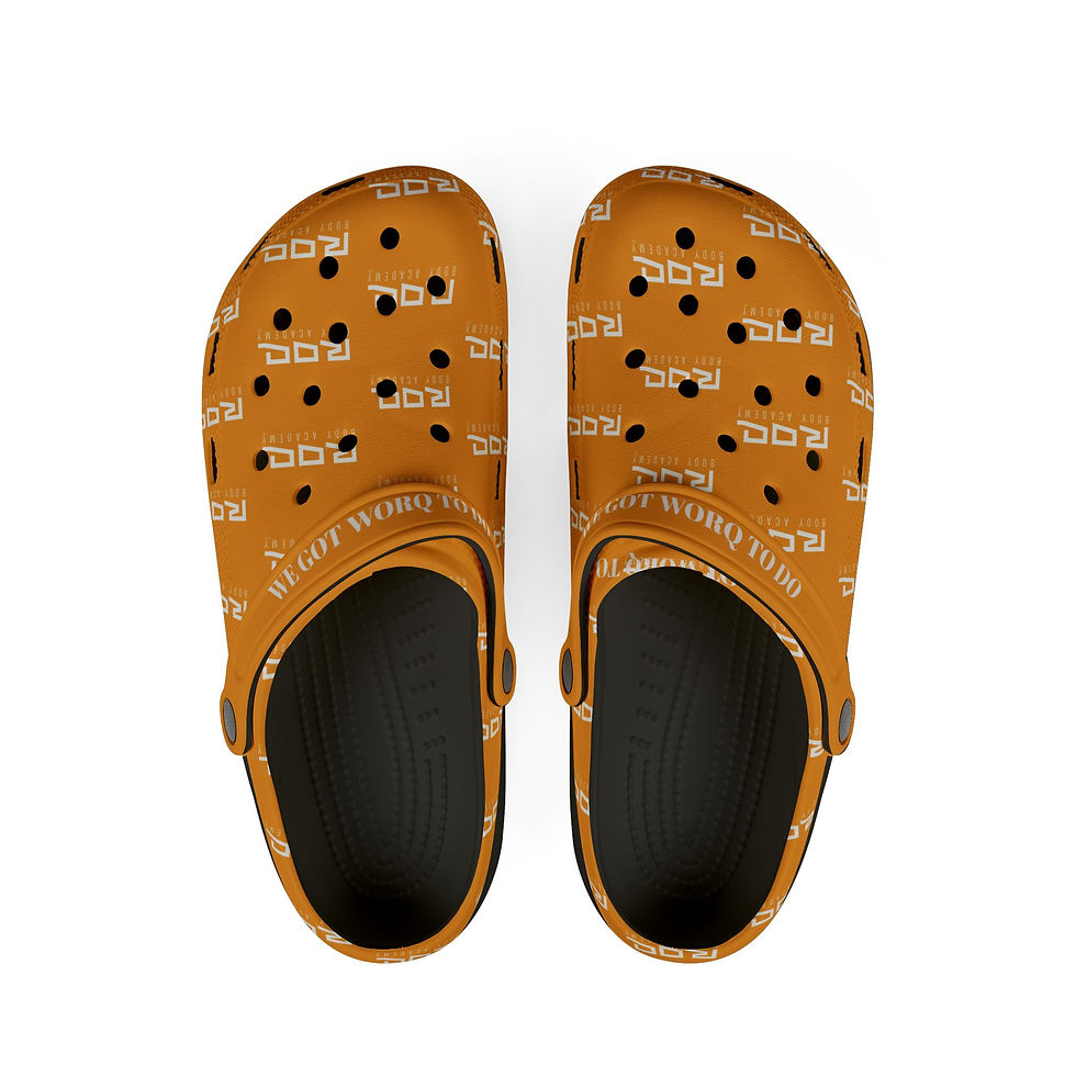 Thumbnail: Orange ROQ BODY EVA Foam Clogs — Black All-Over Logo Comfort Shoes