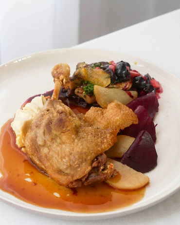 French-style duck breast with sauce and vegetables