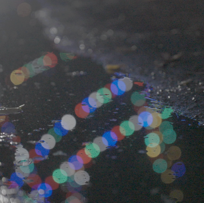 Holiday lights glowing through the night. Photo by Sarah Kinnunen