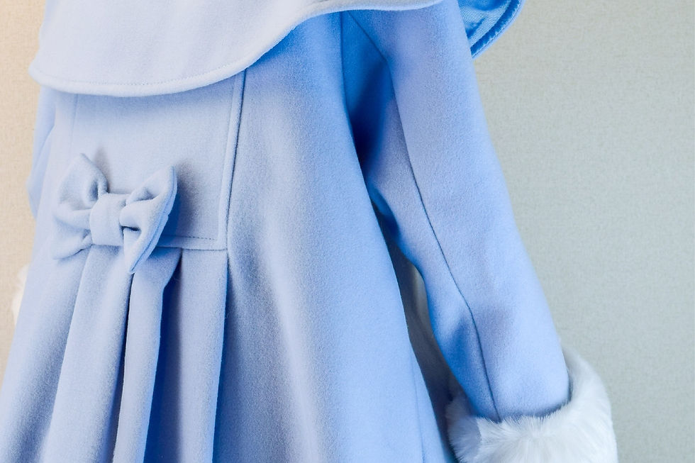 Thumbnail: Girls Blue Fur Trimmed Cape Coat 5Y