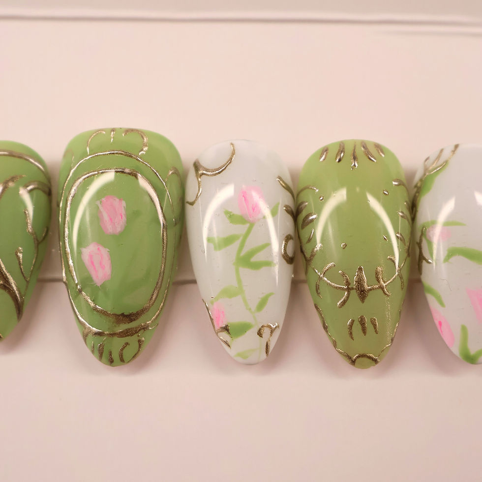 Thumbnail: Green Rose Garden Press-On Nail Set