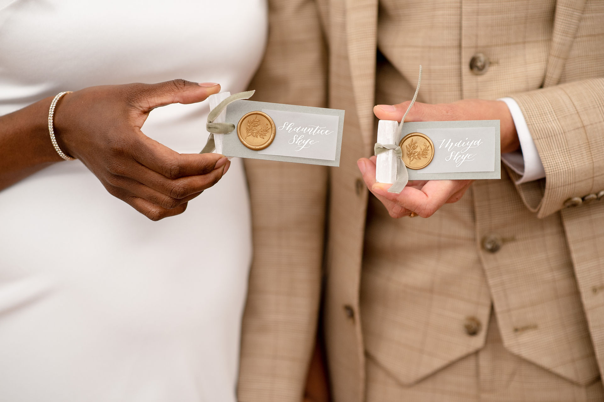 wedding place cards of Boho-Chic Wedding at Friends Meeting of Washington D.C. by dc wedding planner