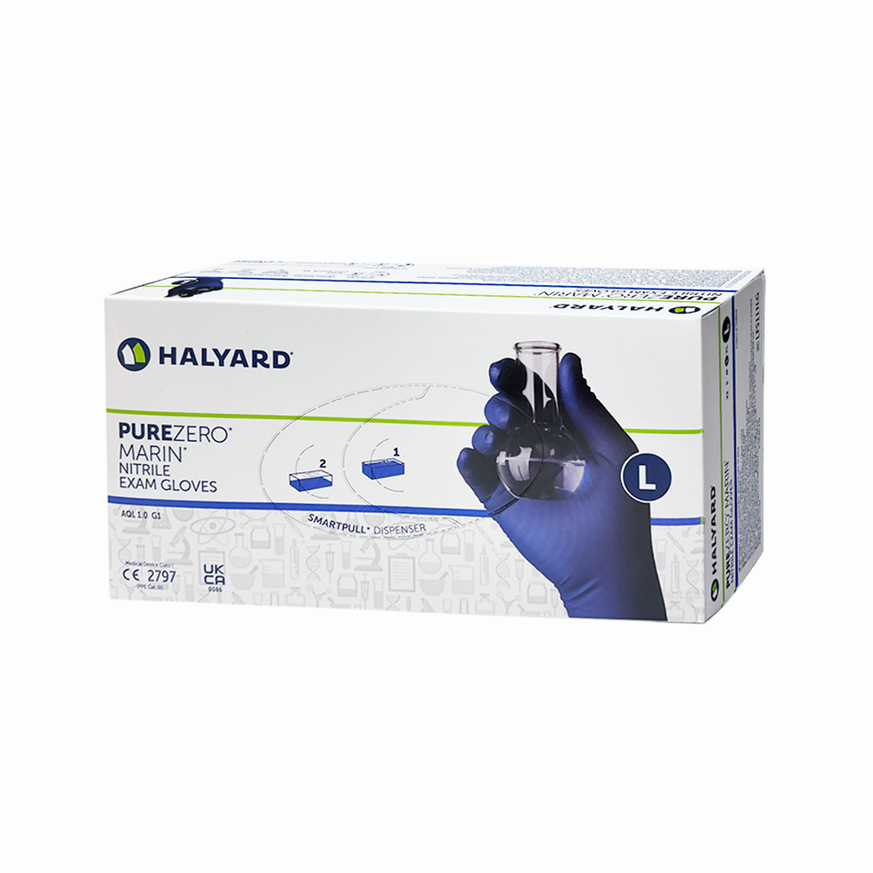 Thumbnail: HALYARD Purezero Marin nitrile exam gloves box size large