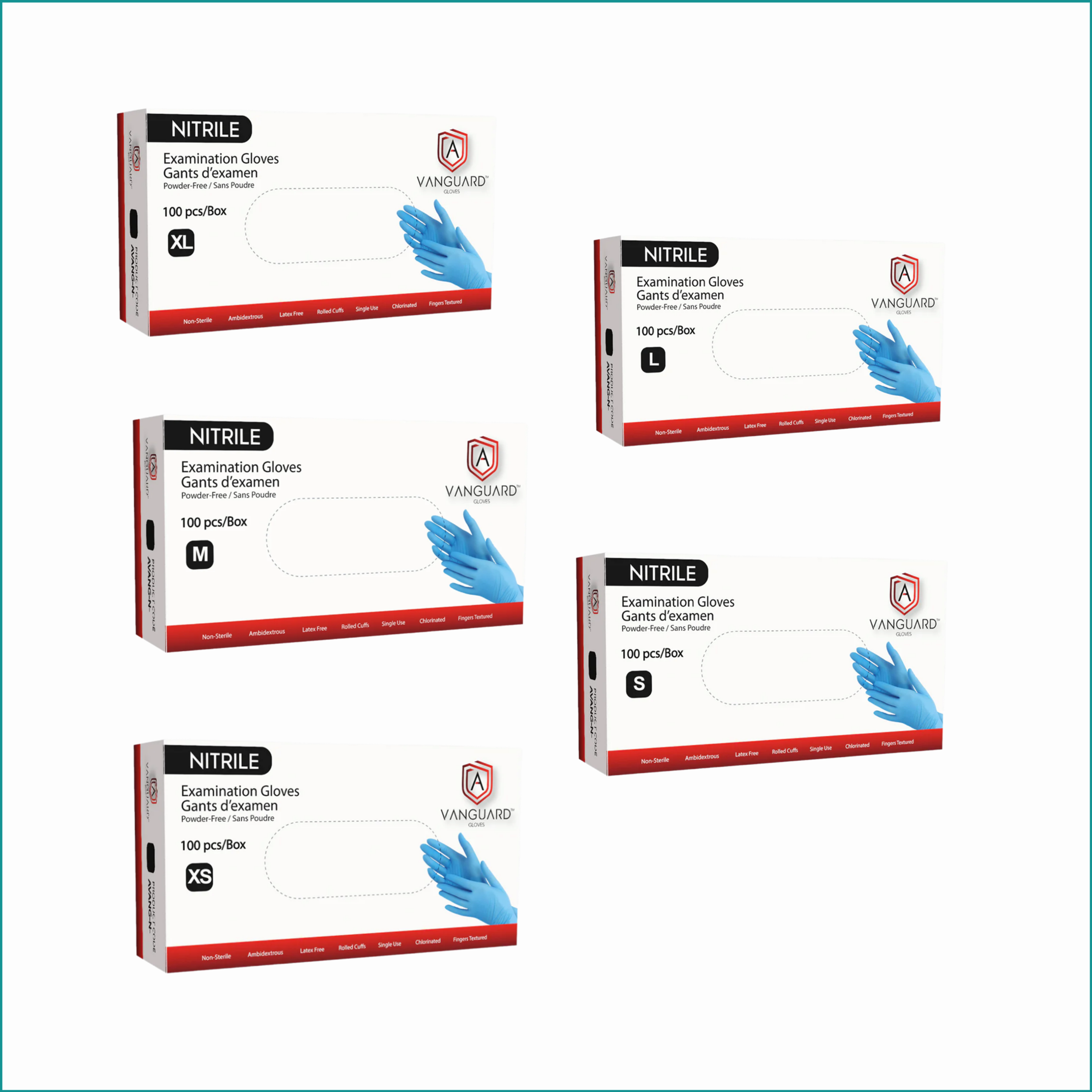 Blue Vanguard nitrile exam gloves with rolled cuffs