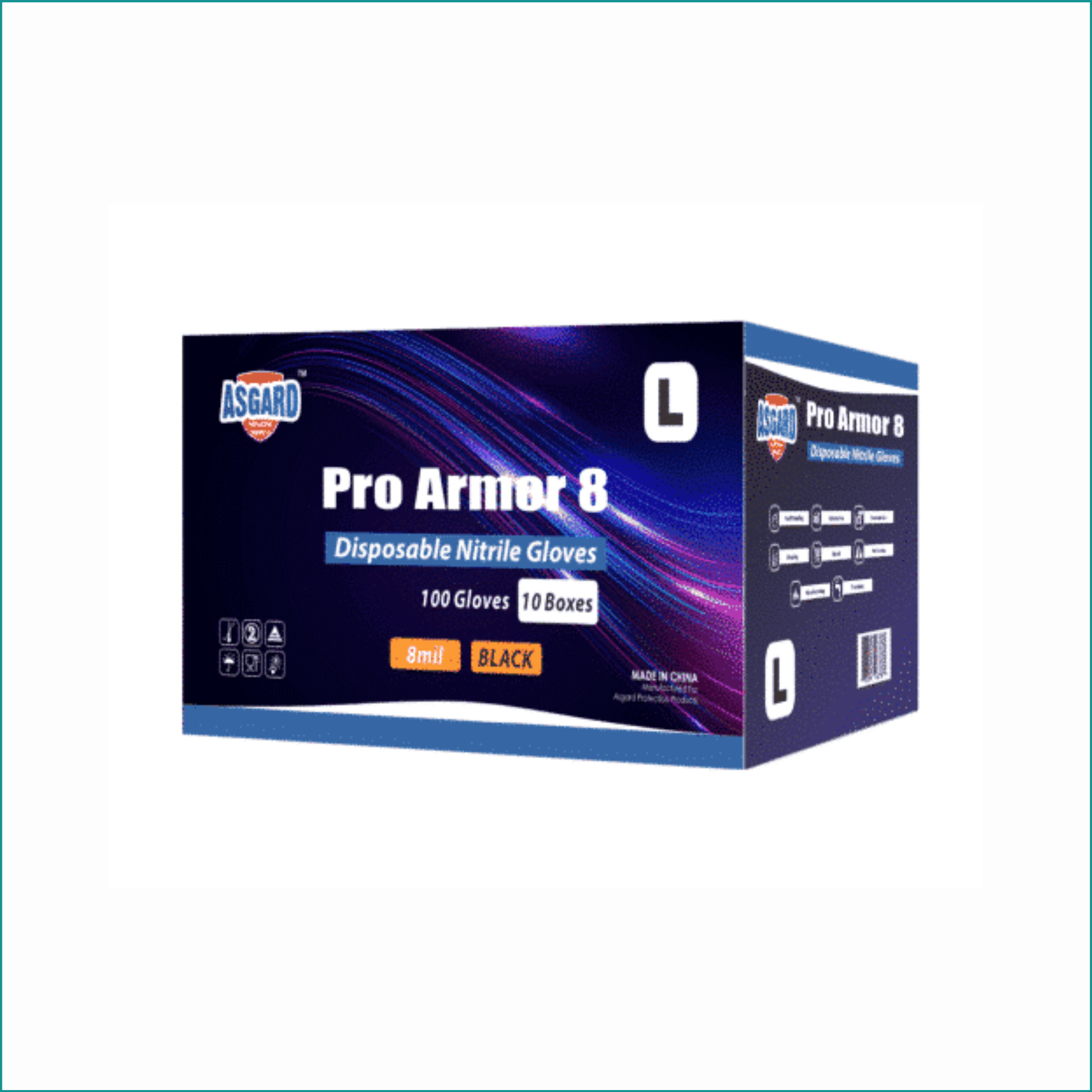 Black Asgard Pro-Armor heavy-duty nitrile gloves, 8 mil