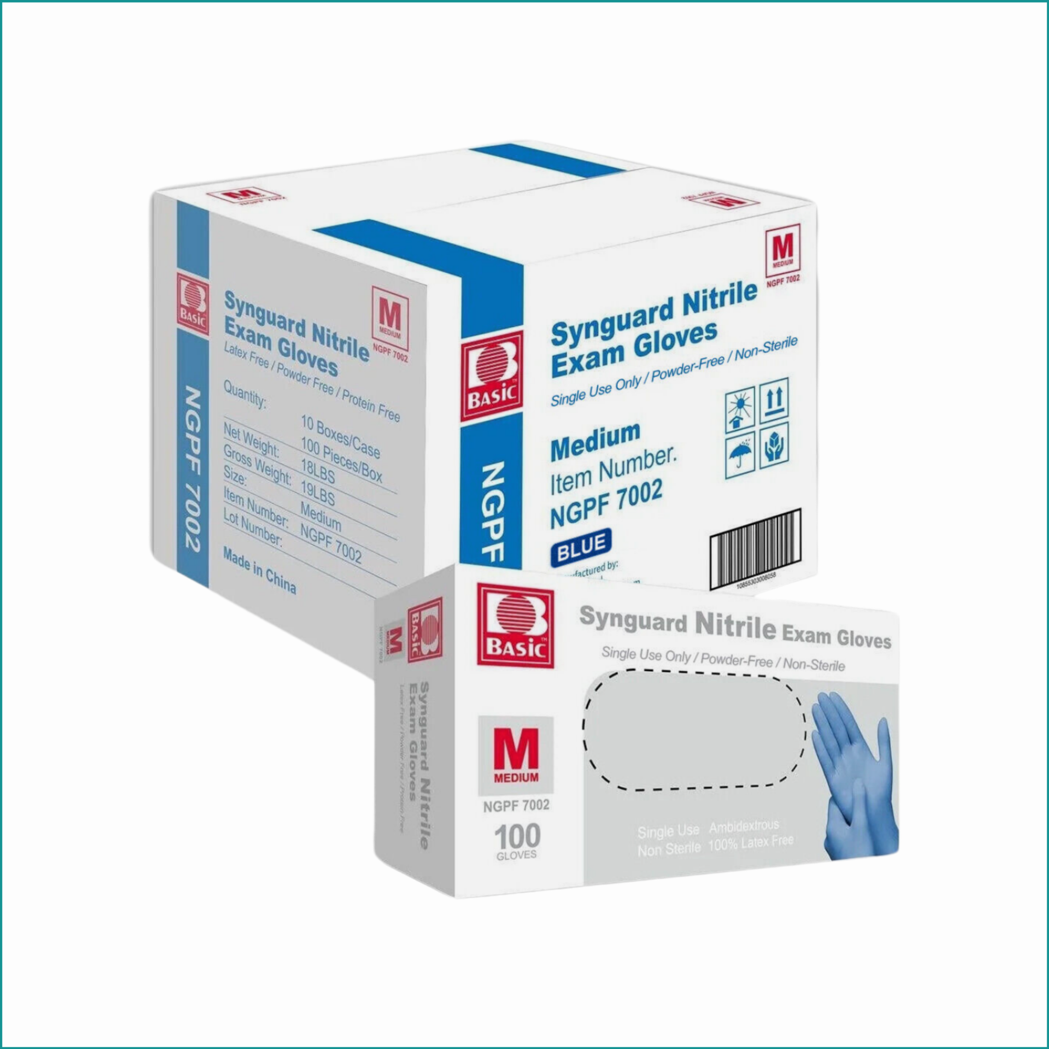 Blue Synguard nitrile exam gloves for laboratory and clinical use