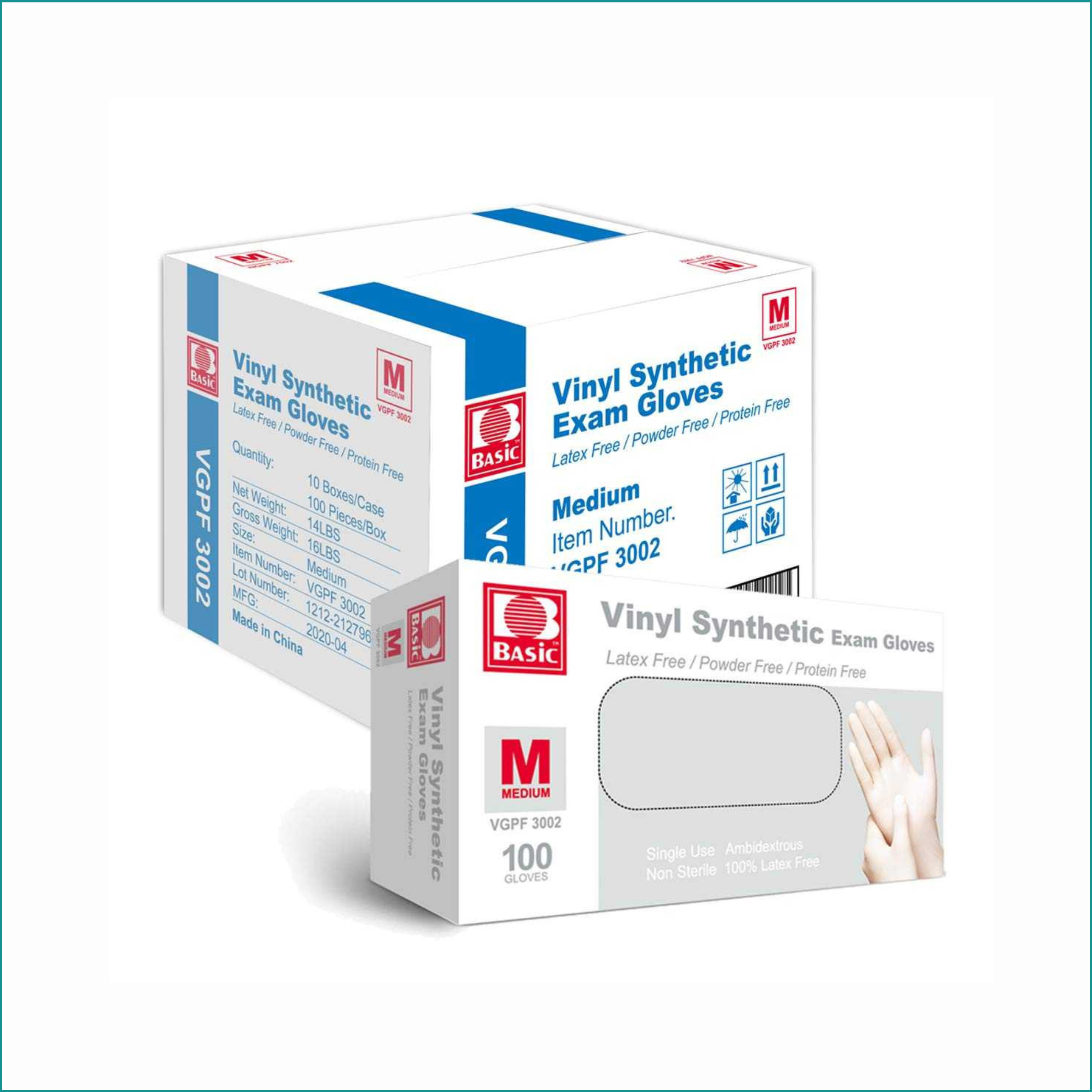 Basic Vinyl Synthetic Exam Gloves (4mil) (Clear) (1000 gloves)