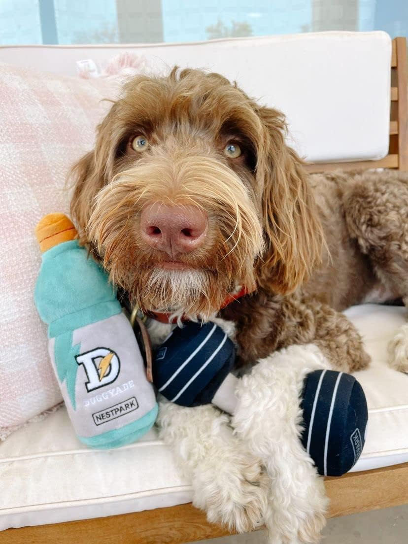 Thumbnail: Nestpark Doggyade 8.5‑Inch Plush Squeaky Dog Toy – Funny Fitness Parody