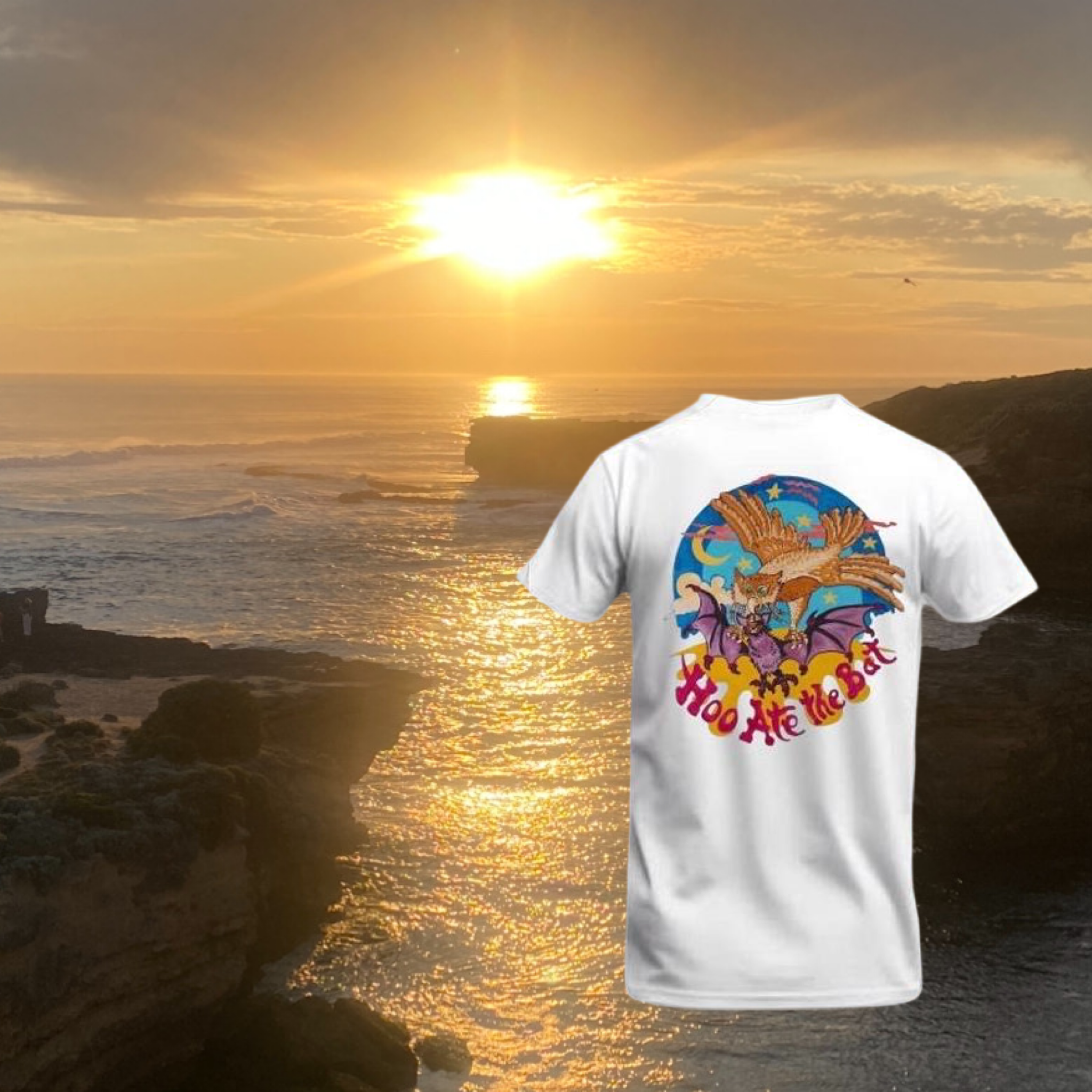 Hoo Ate The Bat T Shirt White - Buy surf clothing direct online wholesale in Melbourne, Australia – Hoo Clothing