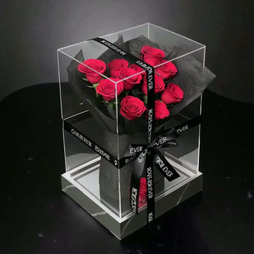 Roses Forever Crystal Chest Hot Pink For Valentines Day - Offshore Florist Supplies Hoppers Crossing Melbourne Australia