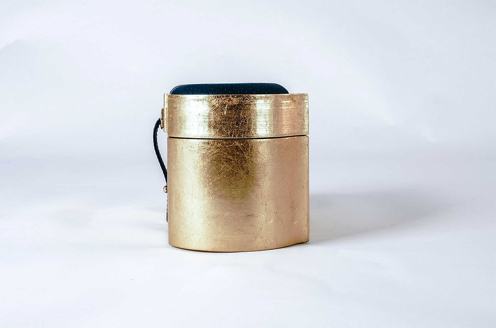 Thumbnail: Rigid Case MT Travel -Double - Gold Leaf/Blu Leather - left view