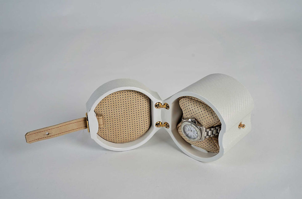 Miniatura: Rigid Case MT Travel -Single - White Carbon/Cream Leather - open view