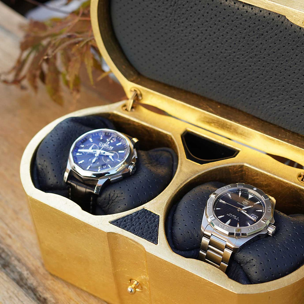 Thumbnail: Rigid Case MT Travel -Double - Gold Leaf/Blu Leather