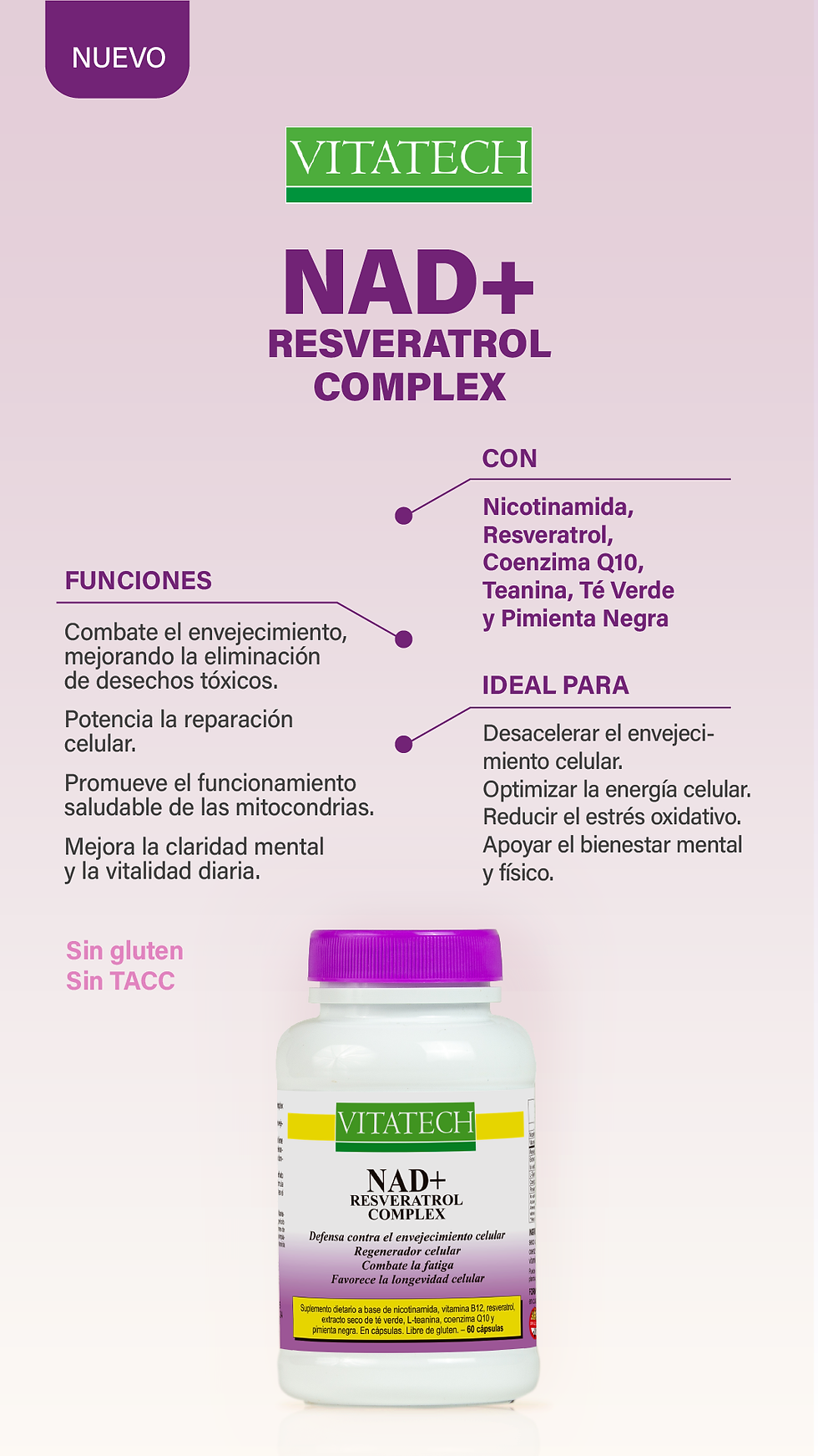 Miniatura: Vitatech NAD+ Resveratrol Complex x 60