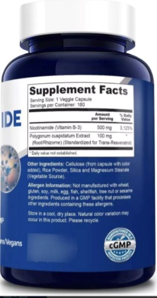 Miniatura: Nicotinamida y Resveratrol  500 Mg. x 180 Cápsulas - NusaPure