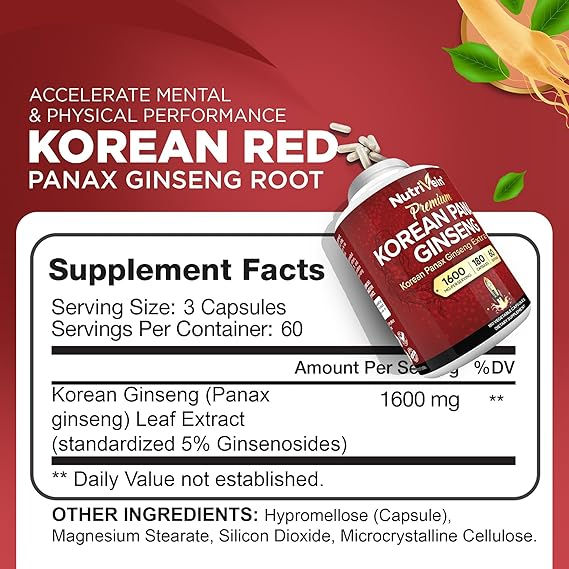 Miniatura: Extracto de raíz de Panax Ginseng x 180 Cápsulas - NutriVein