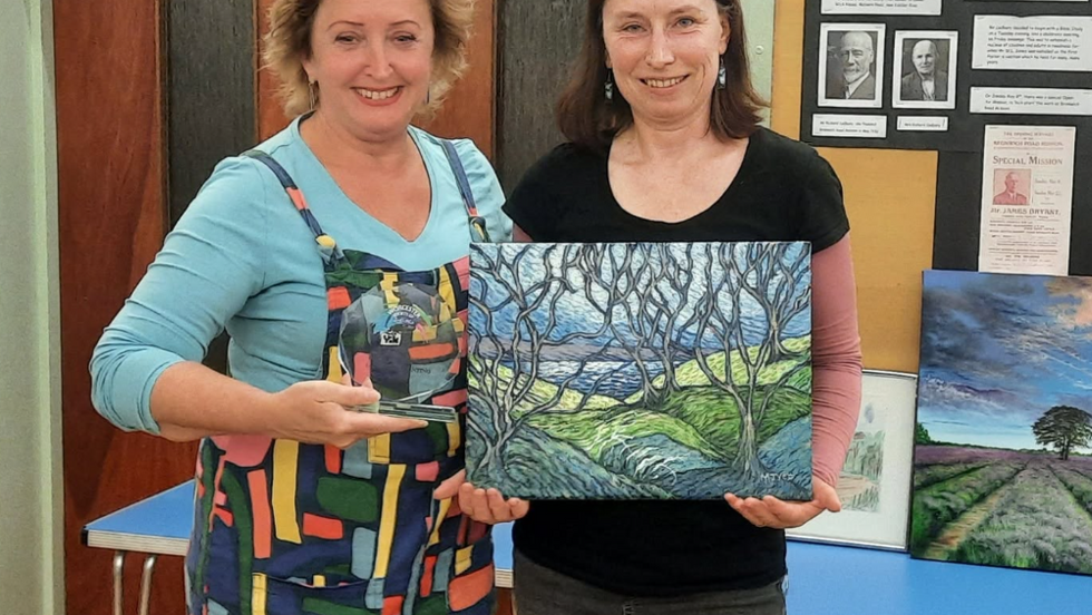 Ken Candlin Landscape Painting Award 2023, Left to right: Marion Yeo, Jane Devereaux, Jilly Oxlade-Arnott, Peter Cleaver