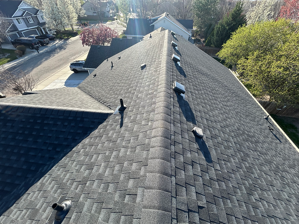 This image shows a completed roof replacement with GAF shingles, that are rated class 3 for wind and hail.