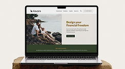 A laptop showing the homepage of a financial services brand's website