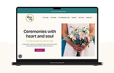 A laptop screen showing the homepage of a celebrant's website