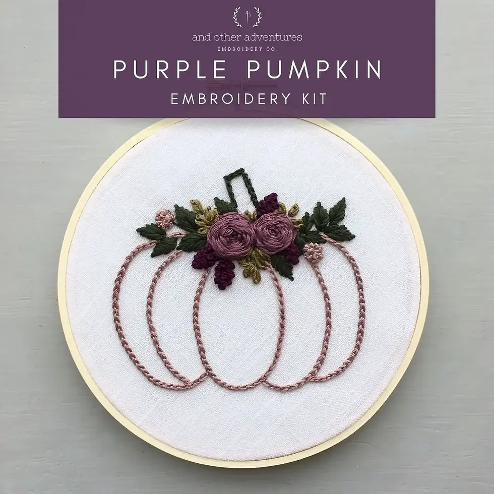 Purple pumpkin embroidery kit