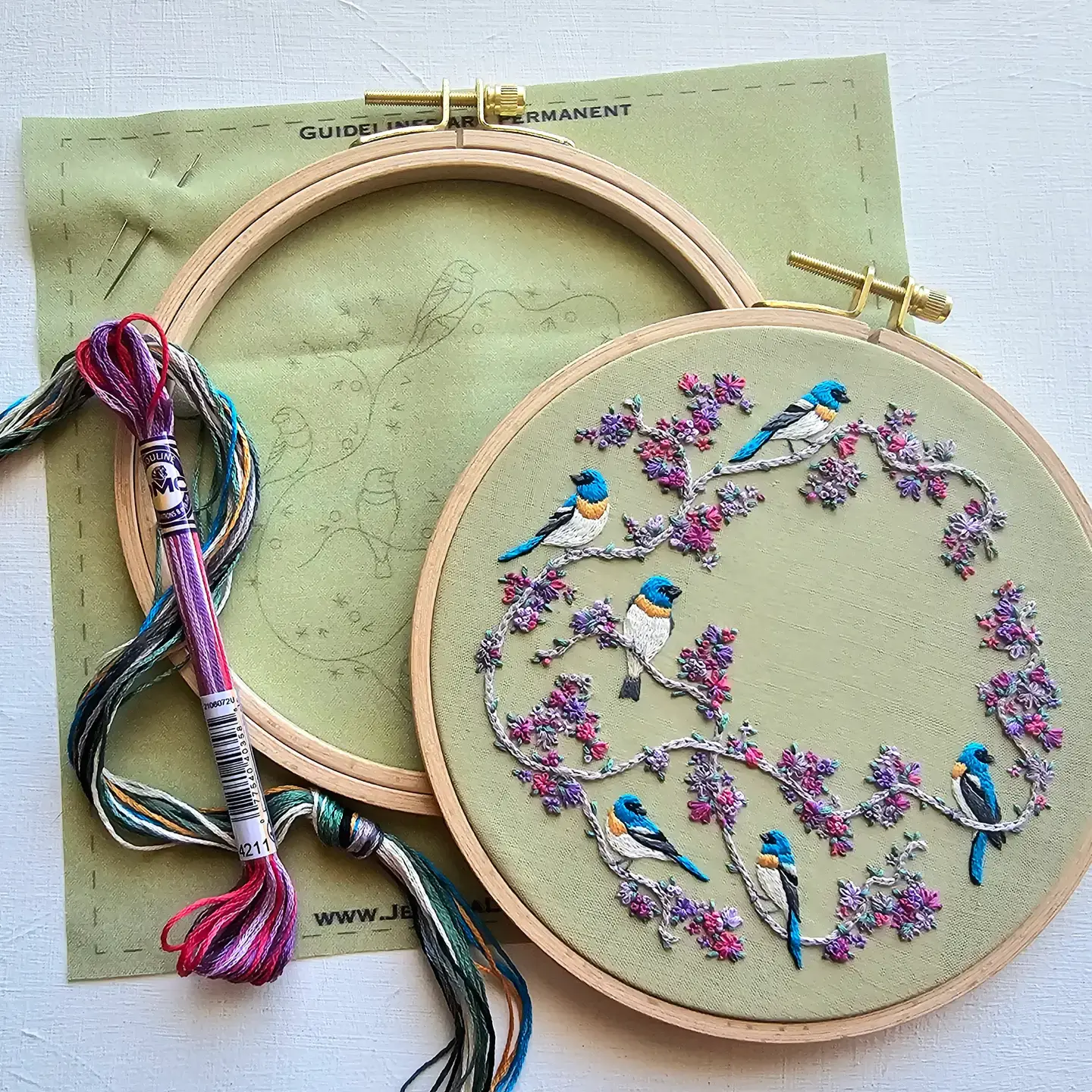 Jessica Long Birds & Blooms embroidery kit