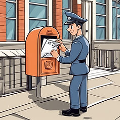 postman putting mail in a mailbox in front of a building.jpg